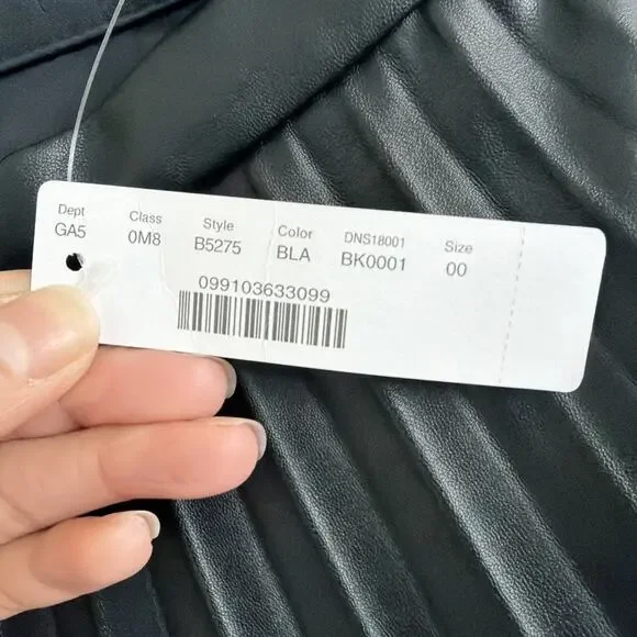 NWT J.Crew Women Black Faux Vegan Leather Pleated Knee Length Skirt Size 00 - Picture 6 of 10